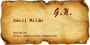 Géczi Milán névjegykártya